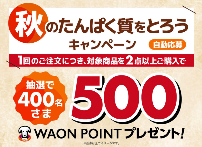 秋のたんぱく質をとろう500ポイントキャンペーン【24/10/3まで】