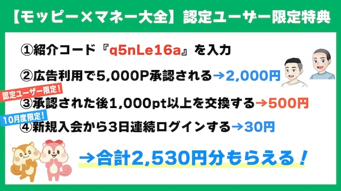 モッピー×マネー大全限定特典の内訳オリジナル画像【25年10月限定】