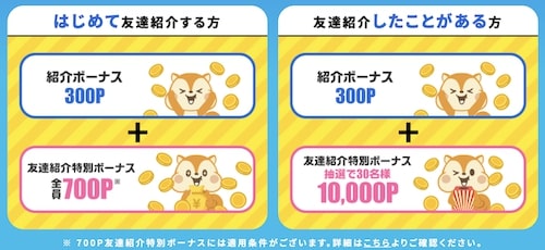 モッピーを友達に紹介すると最大10,000円分のポイントがもらえる！【24年8月限定】の特典