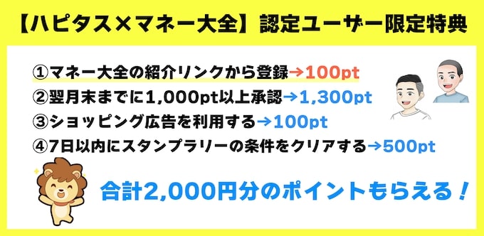 ハピタス×マネー大全友達紹介特典【25年1月15日〜】