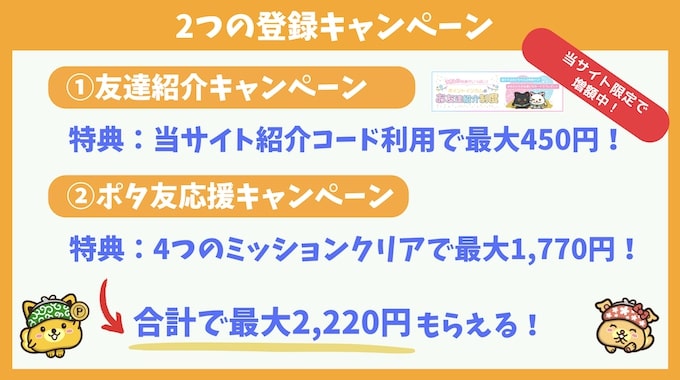 ポイントインカム2つの登録キャンペーン【応援Ver.】