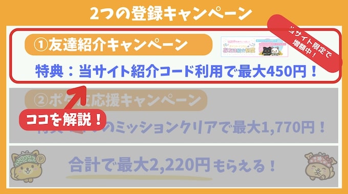 ポイントインカム2つの登録キャンペーン・紹介コード【応援Ver.】