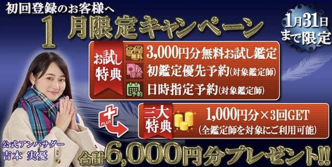 電話占いウィル3,000円分無料キャンペーン【25_1_31まで】