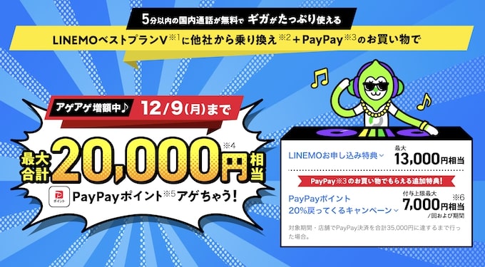 LINEMO(ラインモ)紹介コード等で最大21,000円分もらえるキャンペーン！【24_12_31まで】