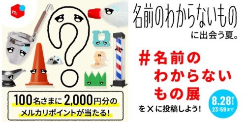 メルカリ｜名前のわからない展　2,000円分ポイントキャンペーン【24/8/28まで】