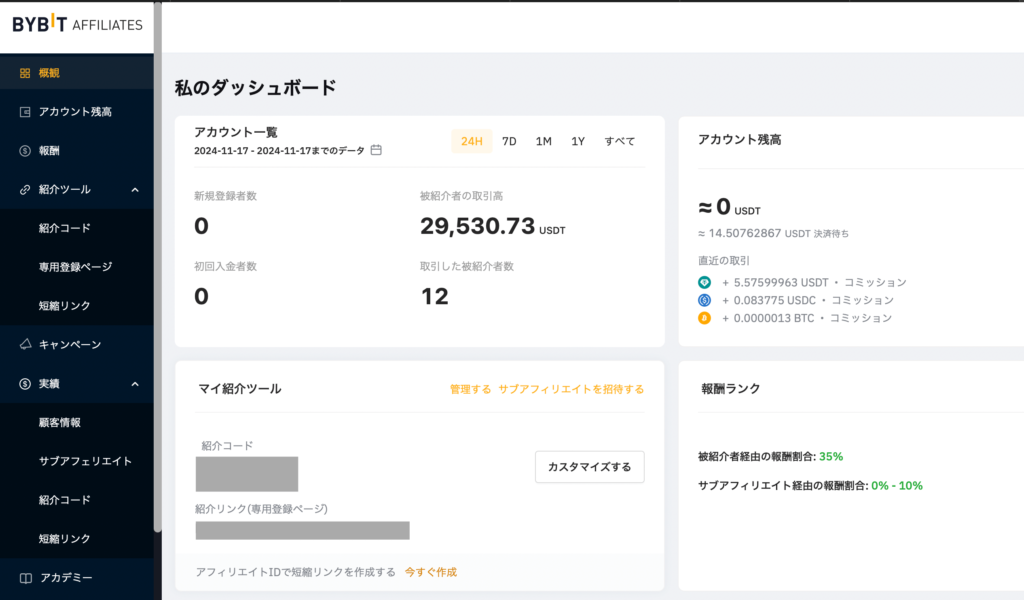 Bybitアフィリエイト個人ページ