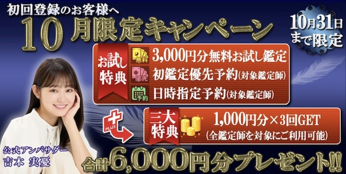 電話占いウィル3,000円分無料キャンペーン【24_10_31まで】